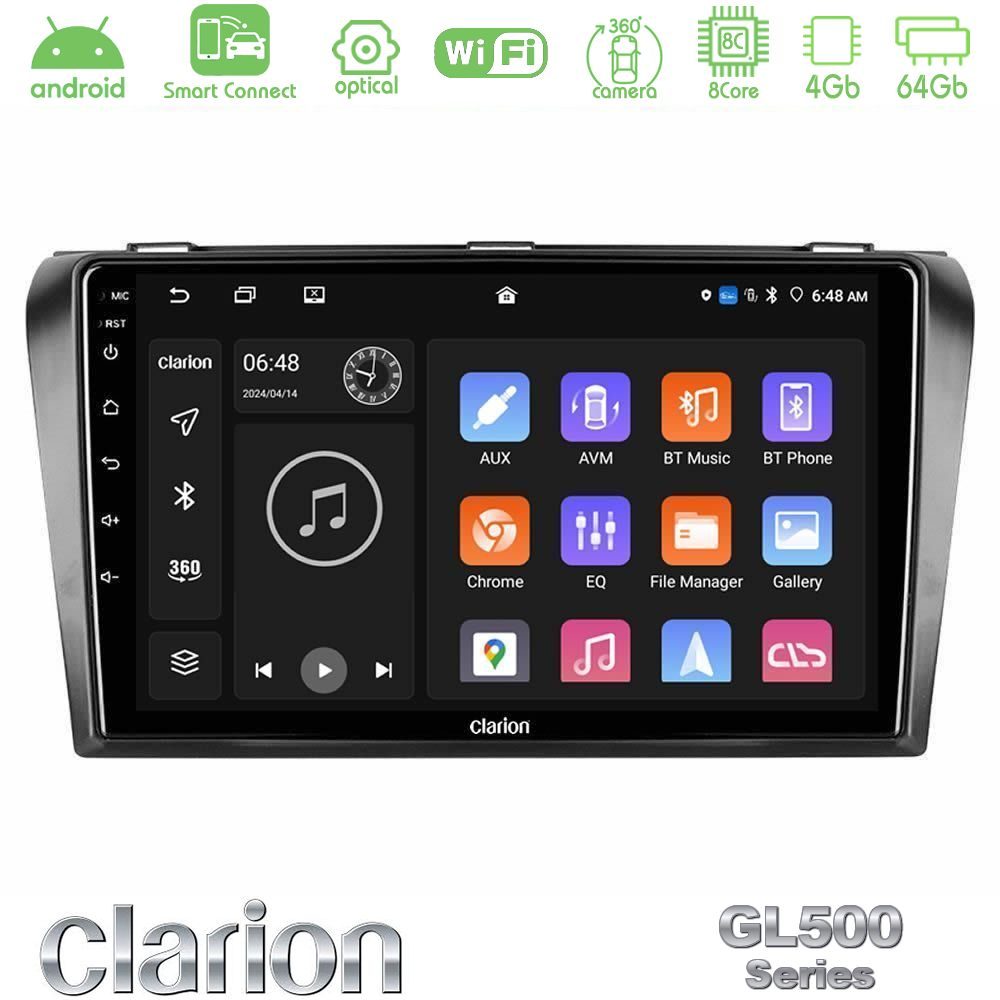clarion_gl5_mz0245 Clarion GL500 Series 8Core Android ClarionOS 4+64GB Mazda 3 2004-2009 Navigation Multimedia Tablet 9" - Image 1