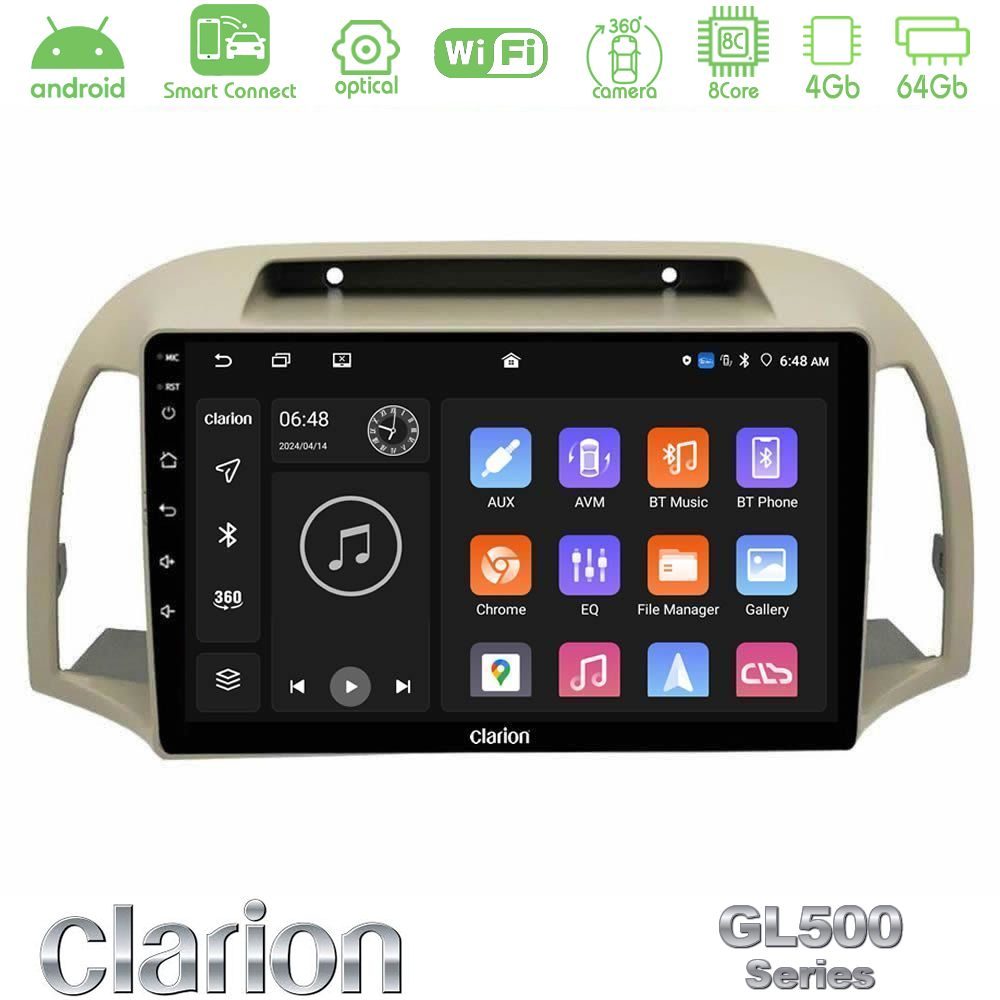 clarion_gl5_ns0012 Clarion GL500 Series 8Core Android ClarionOS 4+64GB Nissan Micra K12 2002-2010 Navigation Multimedia Tablet 9" - Image 1