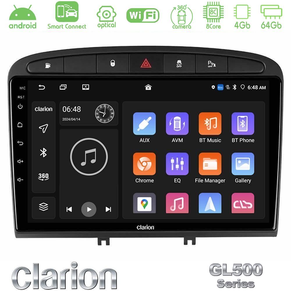 clarion_gl5_pg705b Clarion GL500 Series 8Core Android ClarionOS 4+64GB Peugeot 308/RCZ Navigation Multimedia Tablet 9" - Image 1