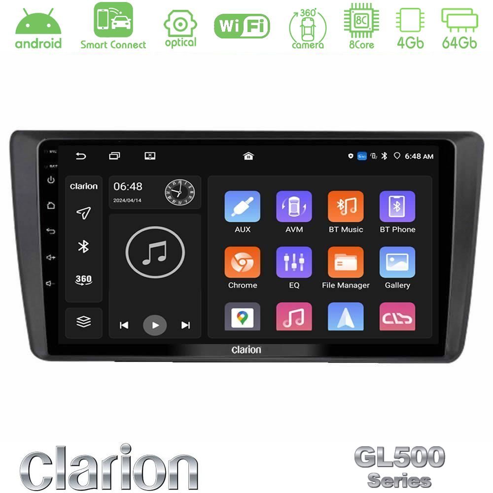 clarion_gl5_sk1914 Clarion GL500 Series 8Core Android ClarionOS 4+64GB Skoda Octavia 2004-2012 Navigation Multimedia Tablet 9" - Image 1