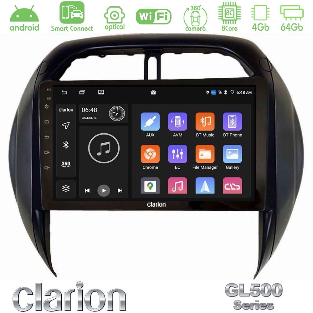 clarion_gl5_ty1315 Clarion GL500 Series 8Core Android ClarionOS 4+64GB Toyota RAV4 2001-2005 (Auto A/C) Navigation Multimedia Tablet 9" - Image 1