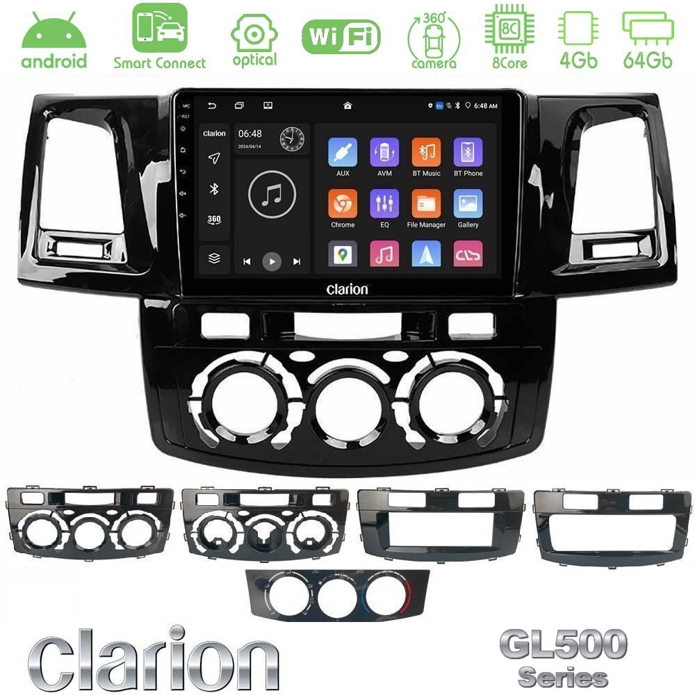 clarion_gl5_ty1431 Clarion GL500 Series 8Core Android ClarionOS 4+64GB Toyota Hilux 2007-2016 Navigation Multimedia Tablet 9" - Image 1