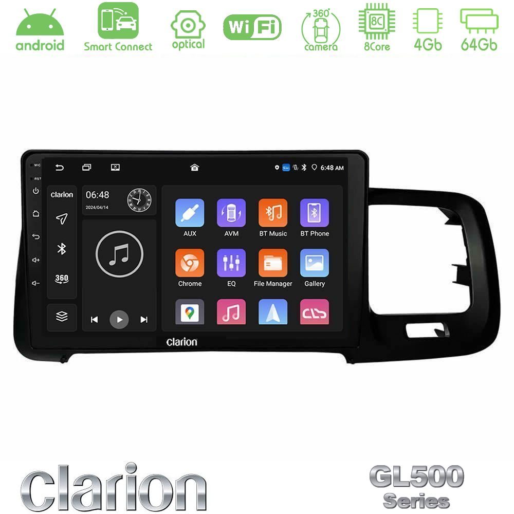 clarion_gl5_vl0467 Clarion GL500 Series 8Core Android ClarionOS 4+64GB Volvo S60 2010-2018 Navigation Multimedia Tablet 9" - Image 1