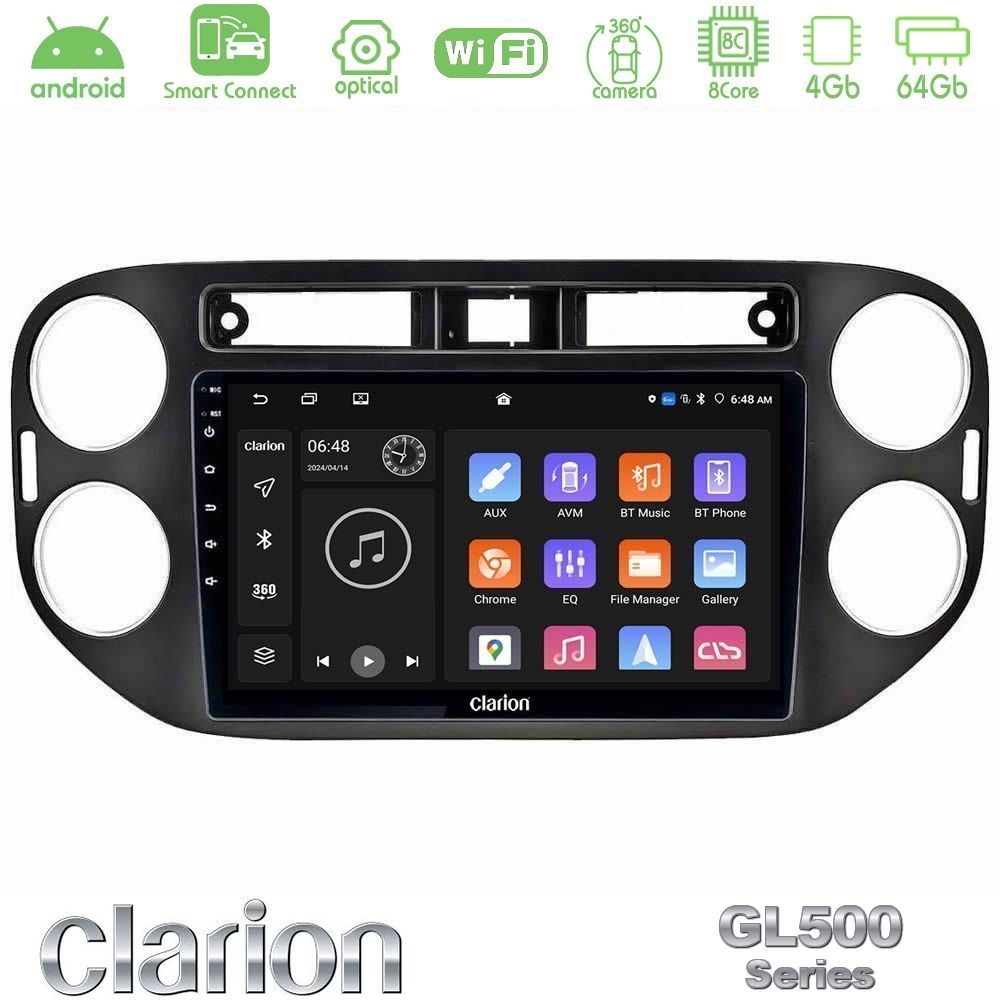 clarion_gl5_vw0639 Clarion GL500 Series 8Core Android ClarionOS 4+64GB VW Tiguan Navigation Multimedia Tablet 9" (23mm alarm button) - Image 1