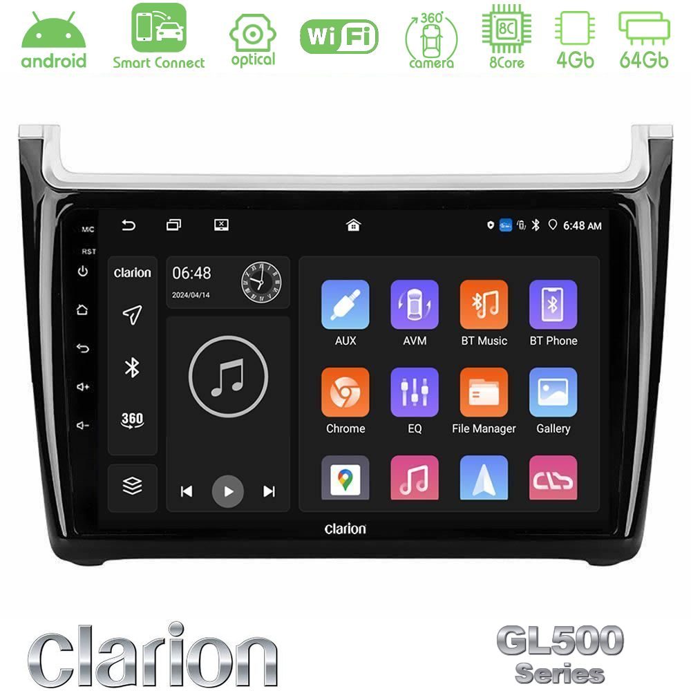 clarion_gl5_vw6901pb Clarion GL500 Series 8Core Android ClarionOS 4+64GB Vw Polo Navigation Multimedia Tablet 9" - Image 1