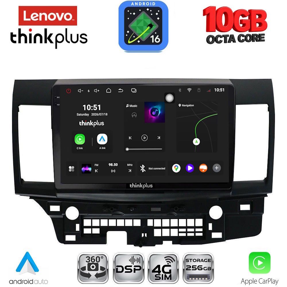 LTM11434_16 LENOVO LTM 11434_CPA (10inc) MULTIMEDIA TABLET for MITSUBISHI LANCER mod. 2008-2017 - Image 1