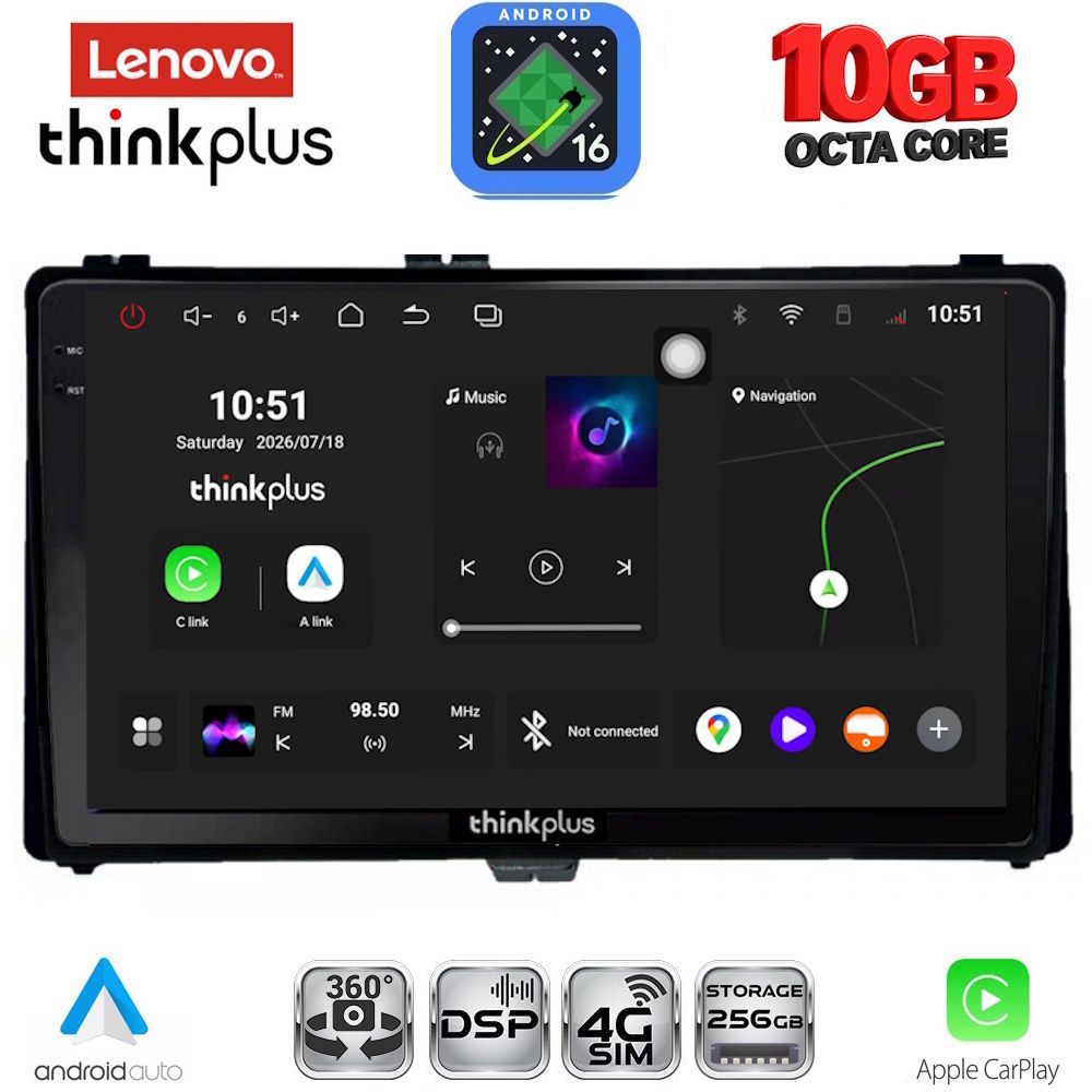 LENOVO LTM 11703_CPA (9inc) MULTIMEDIA TABLET for TOYOTA AURIS mod. 2015-2021 – AYGO X mod. 2022-2026 – COROLLA mod. 2017-2019