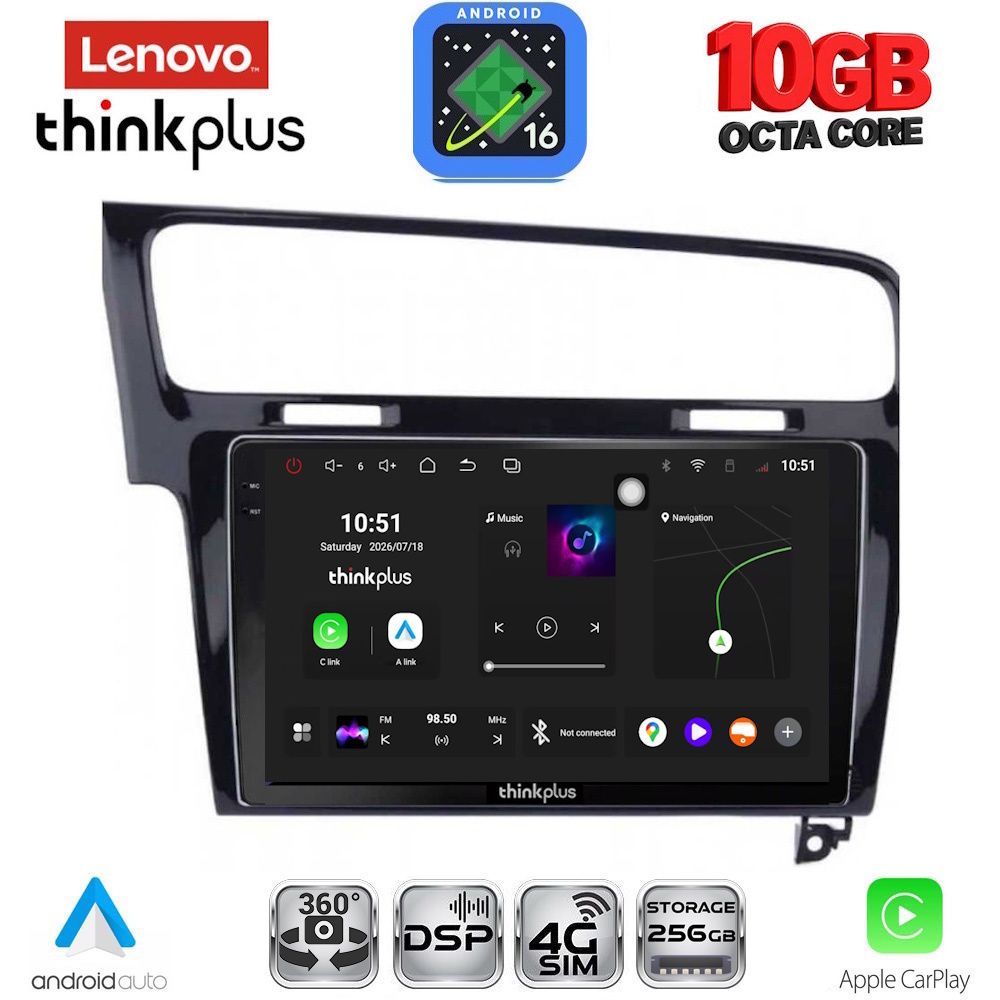 LTM11747_16 LENOVO LTM 11747BL_CPA (10inc) MULTIMEDIA TABLET for VW GOLF 7 mod. 2013-2020 - Image 1