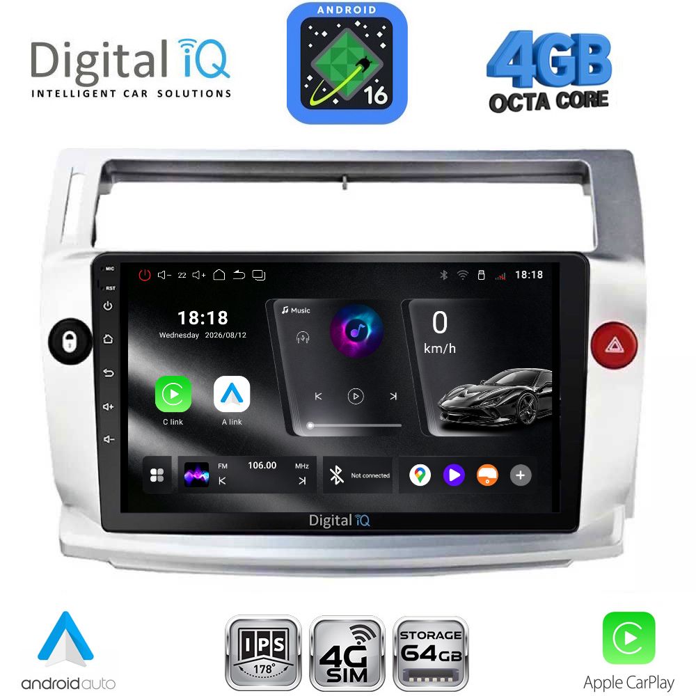 RTG6084_16 DIGITAL IQ RTG 6084SL_CPA (9inc) MULTIMEDIA TABLET for CITROEN C4 mod. 2004-2011 (SILVER) - Image 1