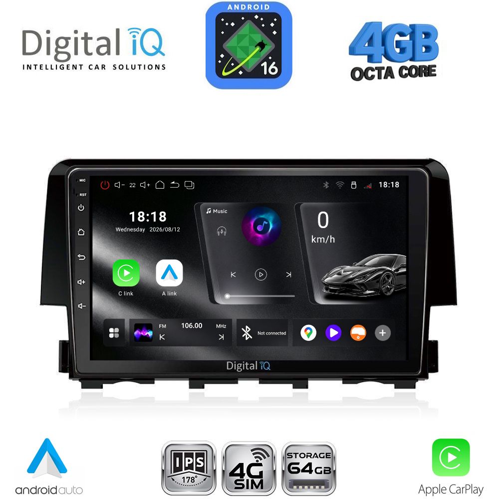 RTG6191_16 DIGITAL IQ RTG 6191_CPA (9inc) MULTIMEDIA TABLET for HONDA CIVIC mod. 2016-2021 - Image 1