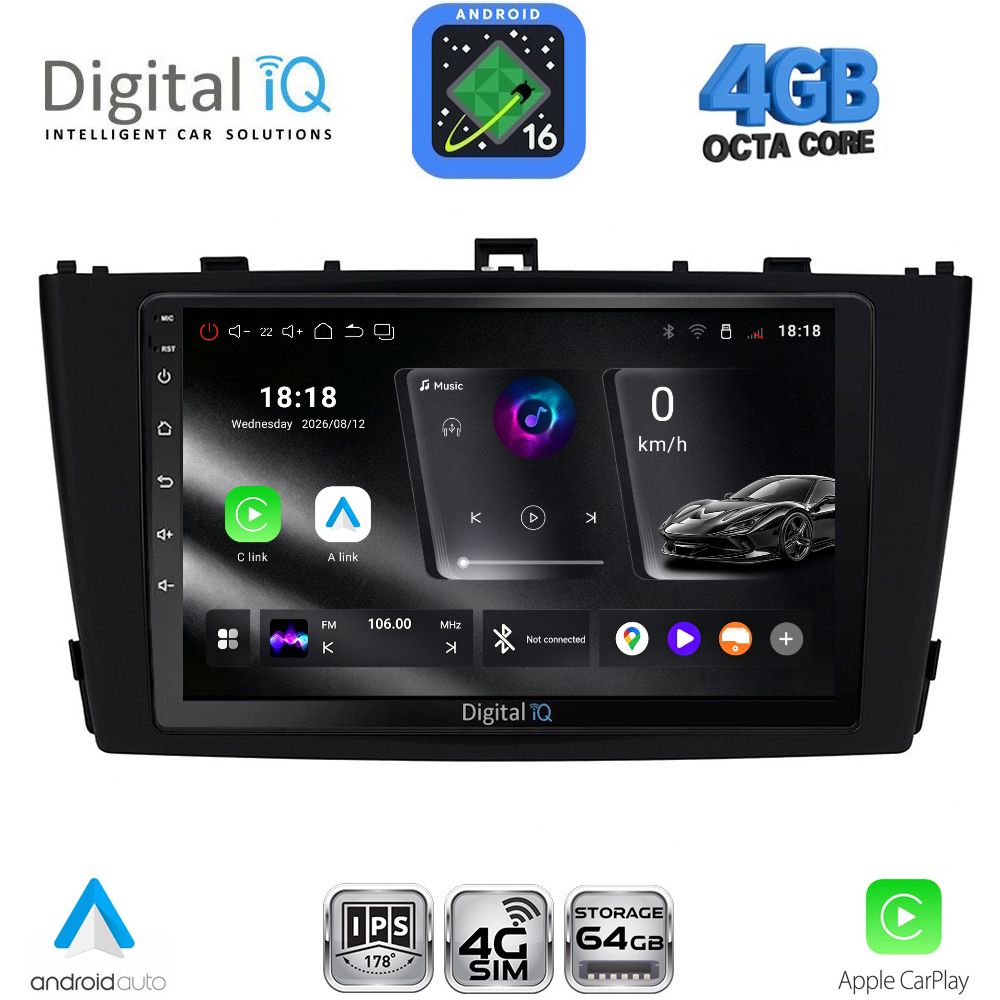 DIGITAL IQ RTG 6705BL_CPA (9inc) MULTIMEDIA TABLET for TOYOTA AVENSIS (T27) mod. 2009-2015 (BLACK)