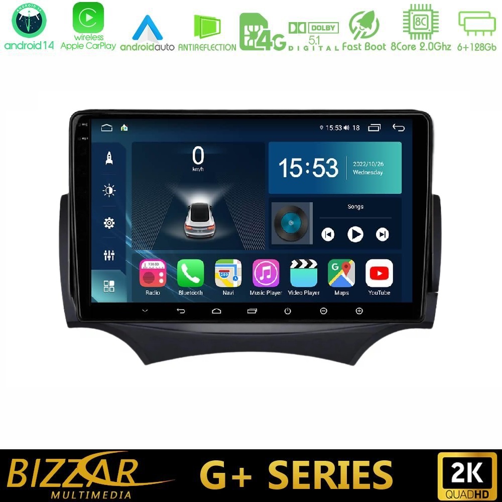 Bizzar G+ Series Ford Ka 2009-2017 8core Android14 6+128GB Navigation Multimedia Tablet 9"