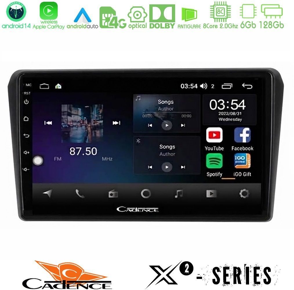 cadence_x2_ty0967 Cadence X2 Series 8Core Android14 6+128GB Toyota Avensis T25 02/2003–2008 Navigation Multimedia Tablet 9" - Image 1