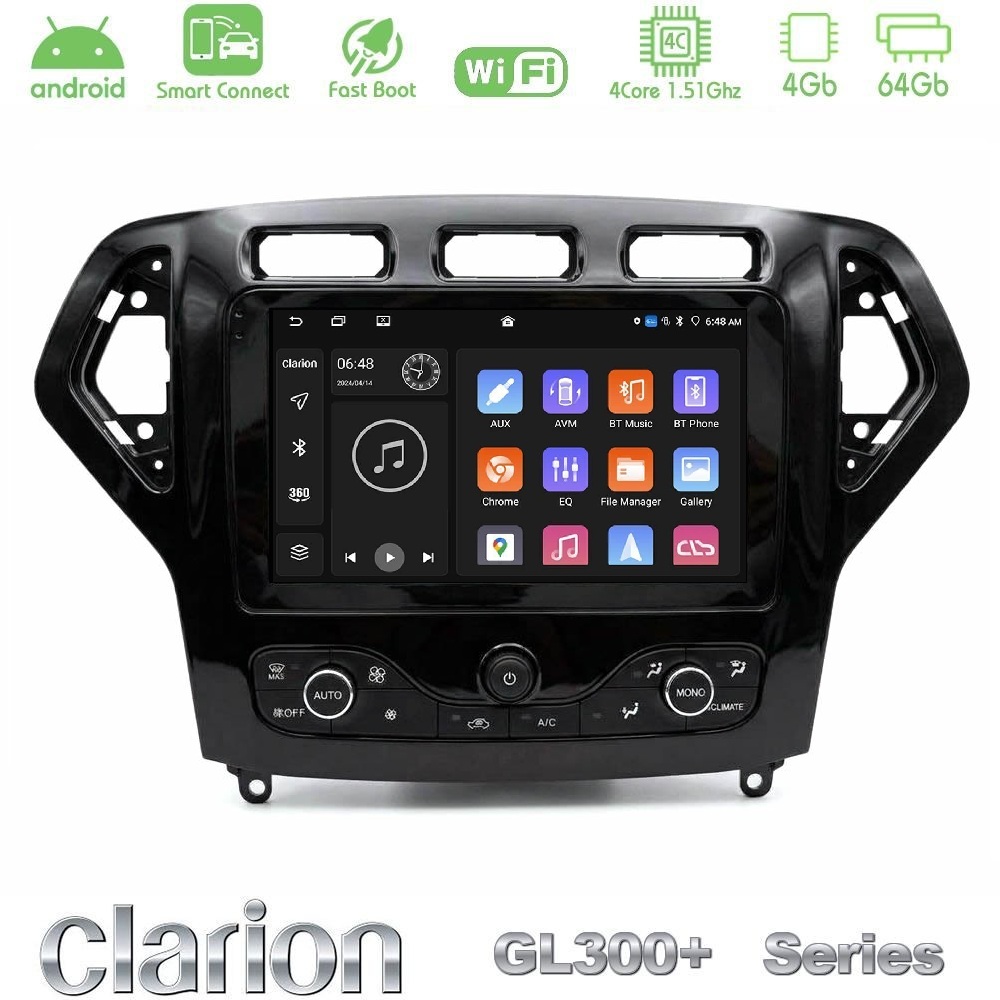 clarion_gl34_fd1474 Clarion GL300+ Series 4Core Android ClarionOS 4+64GB Ford Mondeo 2007-2010 (Auto AC με NAVI) Navigation Multimedia Tablet 9" - Image 1