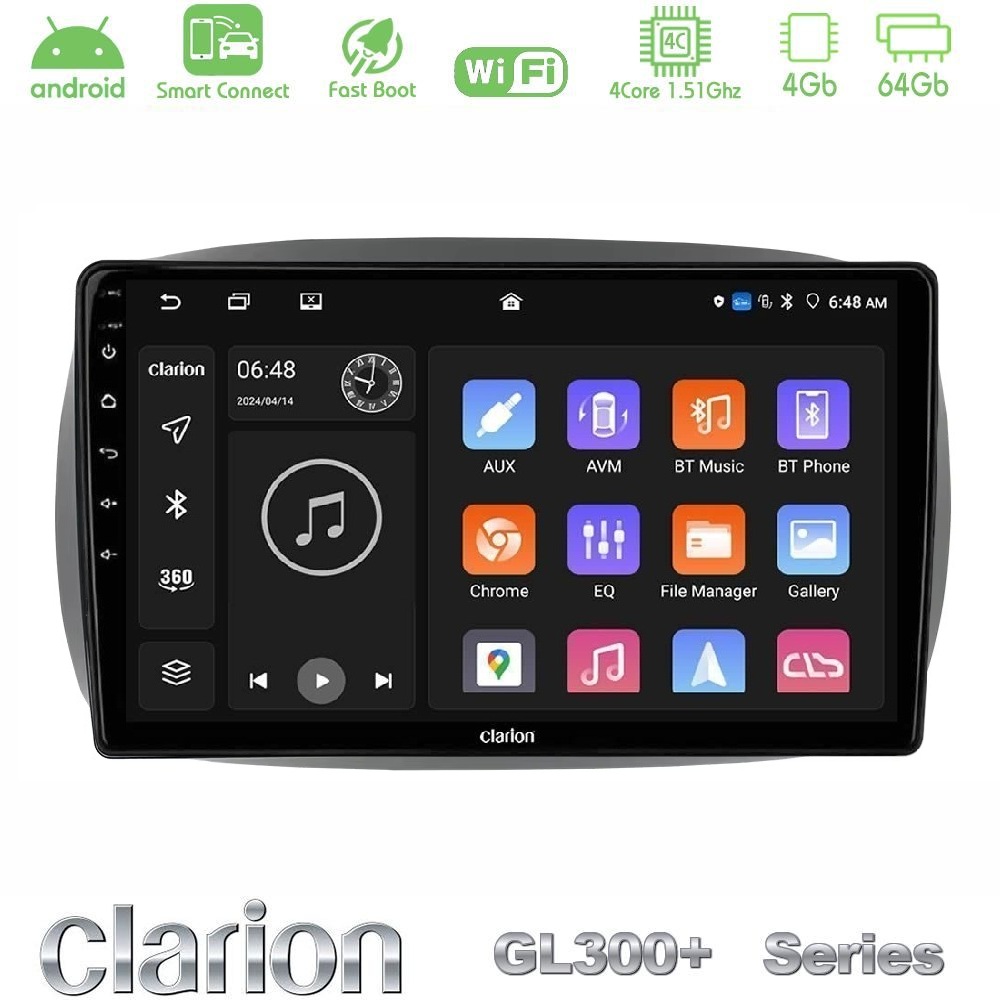 Clarion GL300+ Series 4Core Android ClarionOS 4+64GB  Smart 453 High Level Navigation Multimedia Tablet 9"
