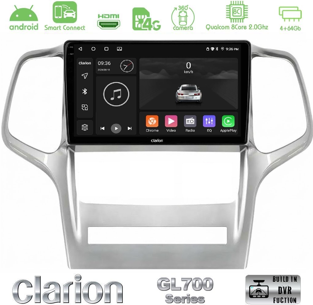 clarion_gl7_jp0994 Clarion GL700 QUALCOMM Series 8Core Android ClarionOS 4+64GB Jeep Grand Cherokee 2011-2013 Navigation Multimedia Tablet 9" Με Carplay & Android Auto - Image 1