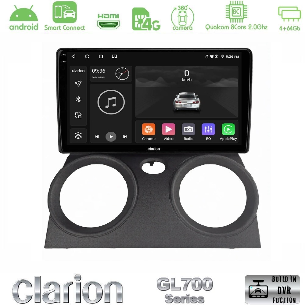 Clarion GL700 QUALCOMM Series Mitsubishi Colt 2009 – 2013 8Core Android ClarionOS 4+64GB Navigation Multimedia Tablet 10" Με Carplay & Android Auto Με Carplay & Android Auto