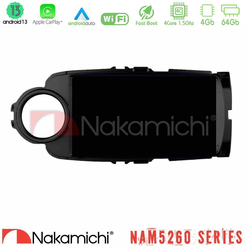 Nakamichi NAM5260 Series 4Core Android13 4+64GB Toyota Yaris 2015-2019  Navigation Multimedia Tablet 9" (Μαύρο Χρώμα) Με Carplay & Android Auto